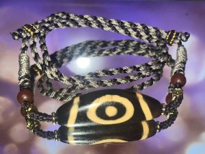 28 Curated Collection - Handmade single-eye horn Dzi bead（47*17mm）