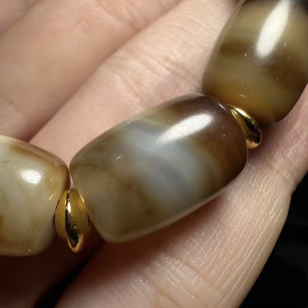 Premium Quality Ivory-Yellow Agate Medicine Buddha Beads Wrist Mala