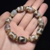Authentic Tibetan Gray Patina Tiger-Tooth Dzi Beads Multigem Bracelet