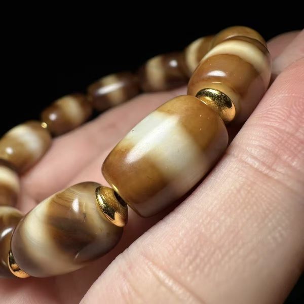 Premium Quality Ivory-Yellow Agate Medicine Buddha Beads Wrist Mala