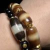 Premium Quality Ivory-Yellow Agate Medicine Buddha Beads Wrist Mala