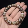 Authentic Tibetan Gray Patina Tiger-Tooth Dzi Beads Multigem Bracelet