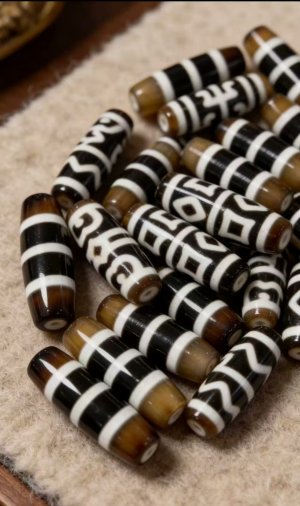 22.Blind Box Series-Black White Dzi Bead Series (approx. 38 * 13mm)