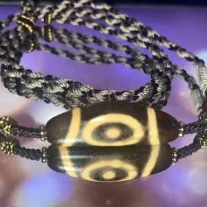 27 Curated Collection - Handmade single-eye horn Dzi bead（47*17mm）