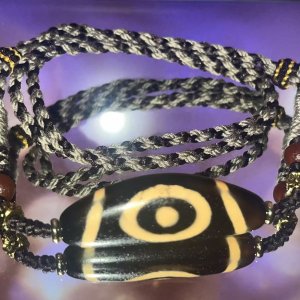 28 Curated Collection - Handmade single-eye horn Dzi bead（47*17mm）